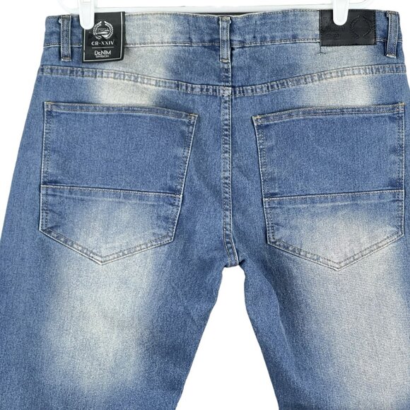 CR24 Chrome Edge Men Denim Jean 40x30 Distressed Splatter Paint Stretch Straight - Picture 4 of 11